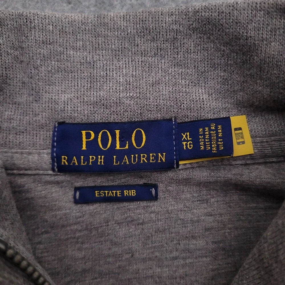 Polo Ralph Lauren Sweater Men XL Estate Rib Quarter Zip Pullover Sweatshirt Gray